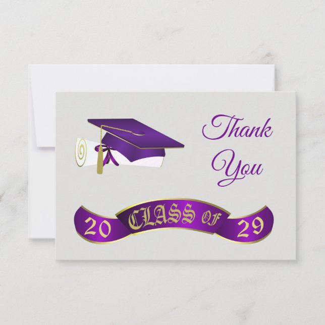 Purple mortar, class of any year Thank You Card (Front)