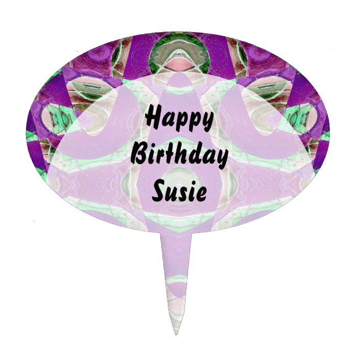 purple mosaic abstract oval cake picks