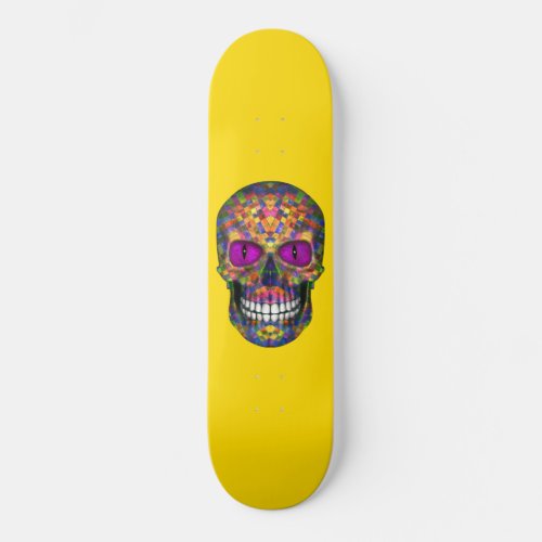 Purple Mosaic  Skull Zombie  Yellow Skateboard