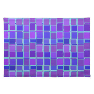 Purple Mosaic Squares Tile Pattern Cloth Placemat