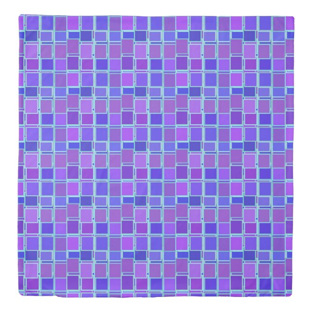 Purple Mosaic Squares Tile Pattern Duvet Cover (Front)