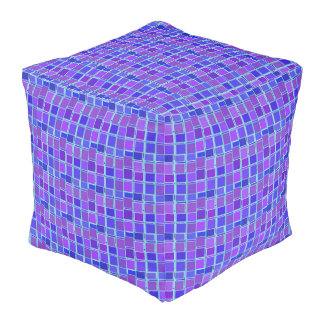 Purple Mosaic Squares Tile Pattern Pouf