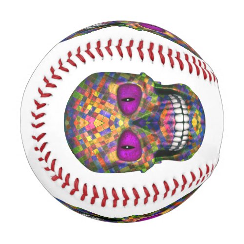 Purple Mosaic Sugar Skull Zombie Baseball