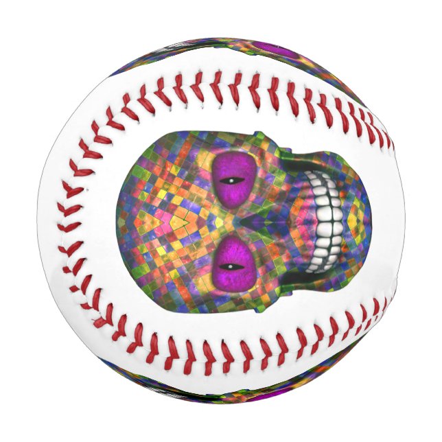 Purple Mosaic Sugar Skull Zombie Baseball (Front Left)