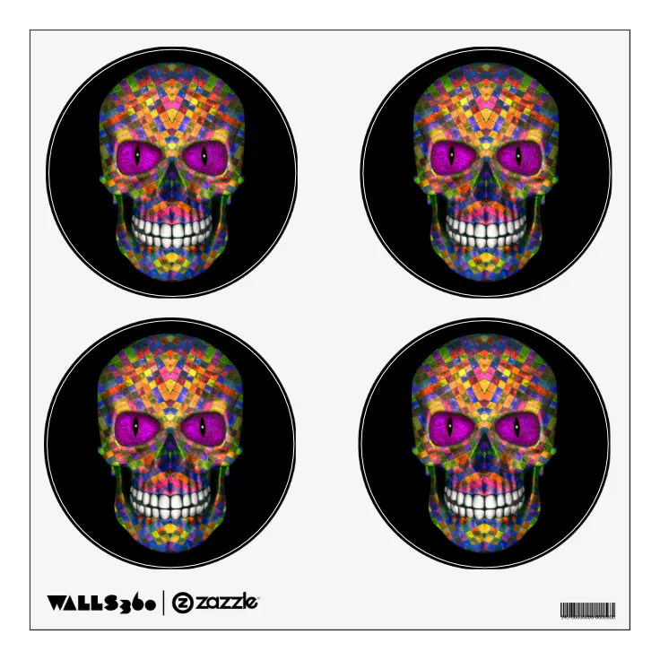 Purple Mosaic Sugar Skull Zombie Wall Decals Zazzle