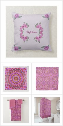Purple Mosaic Tile Bed and Bath Coordinates