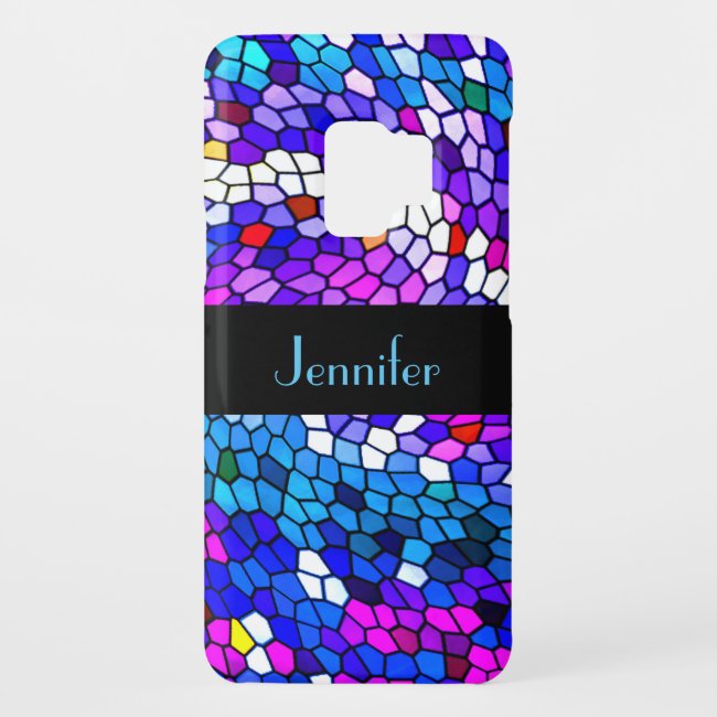 Purple Mosaic Tile Personalized Galaxy S9 Case