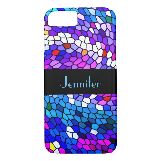 Purple Mosaic Tile Personalized iPhone 8/7 Case
