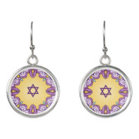 Purple Mosaic with Magen David  Earrings