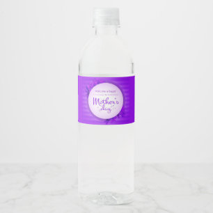 Purple Mother's day pattern Water Bottle Label
