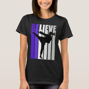 Purple Motivational Girls Karate Believe Retro Gra T-Shirt