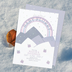 Purple Mountain Snow Flurry Baby Shower Invitation