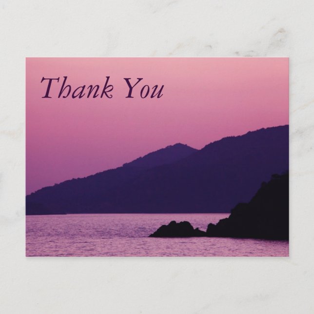 purple mountain sunset thank you postcard (Front)