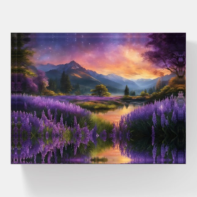 Purple Mountain Valley Sunrise  Paperweight (Front)