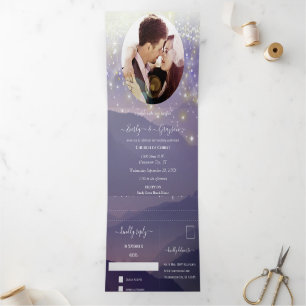 Purple Mountain Wedding Tri-Fold Invitation