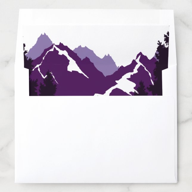 Purple mountains and conifers winter wedding envelope liner (In Envelope)