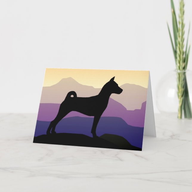 Purple Mountains Basenji Card (Front)