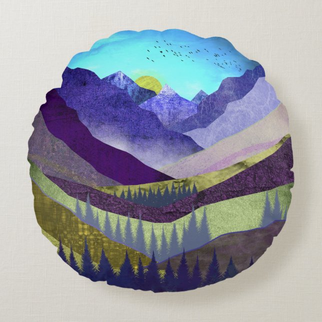 Purple Mountains Majesty Round Pillow (Front)