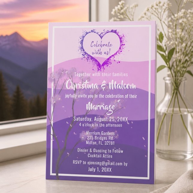 Purple Mountains Majesty Simple Wedding Invite (Creator Uploaded)