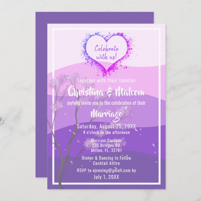 Purple Mountains Majesty Simple Wedding Invite (Front/Back)