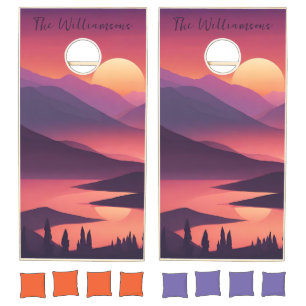 Purple Mountains Monogram Cornhole Set