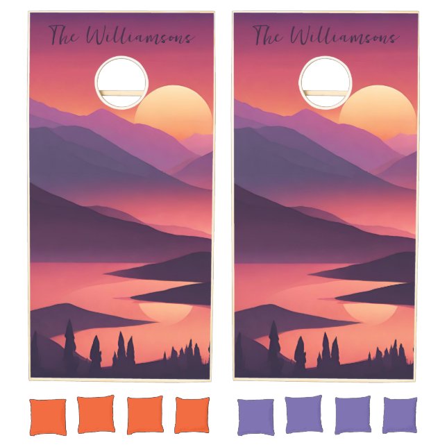Purple Mountains Monogram Cornhole Set (Set)