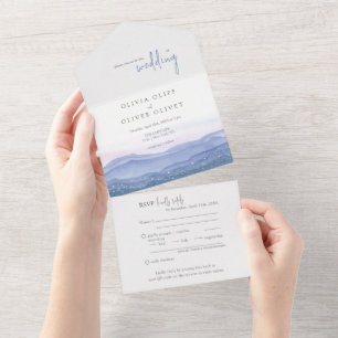 Purple Mountains Wedding All In One Invitation