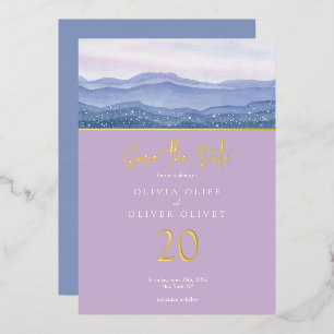 Purple Mountains Wedding Save The Date Foil Invitation