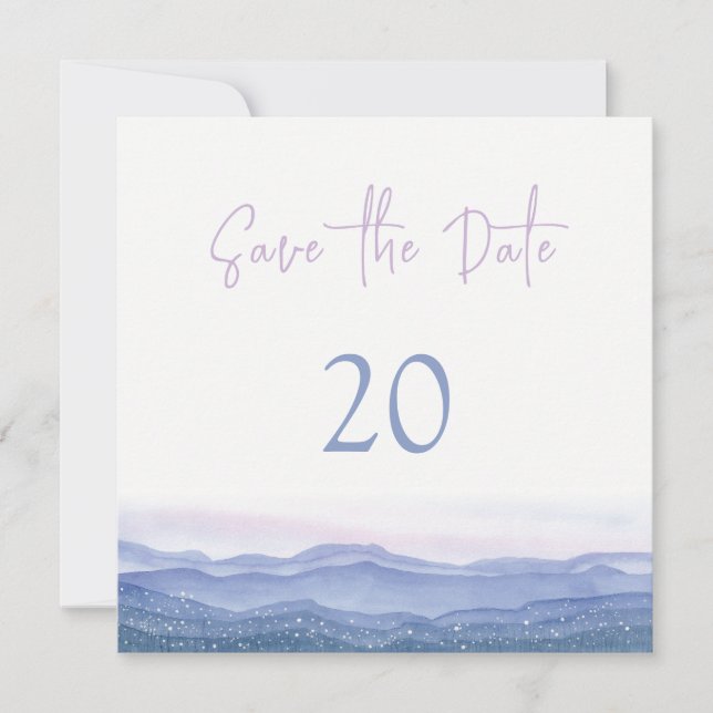 Purple Mountains Wedding Save The Date Invitation (Front)