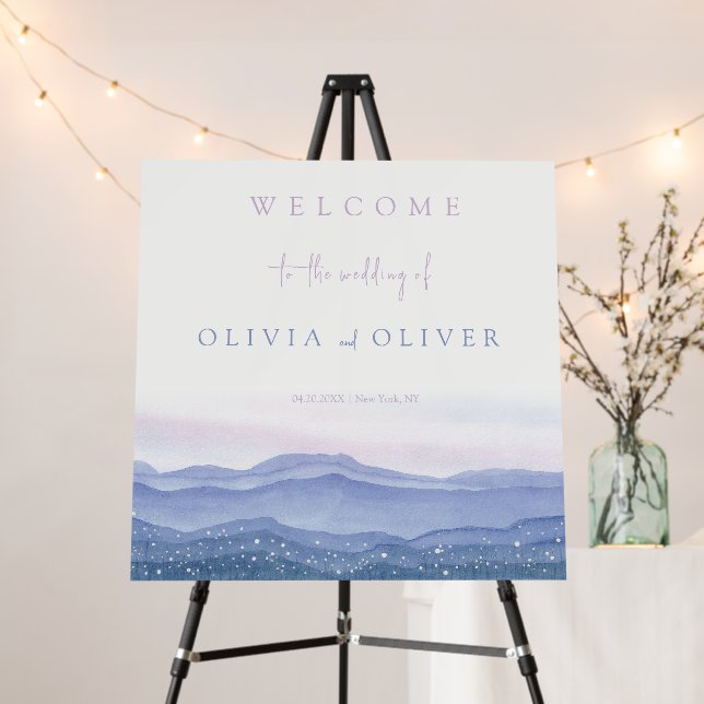 Purple Mountains Wedding Welcome Foam Board (In Situ (Stand))