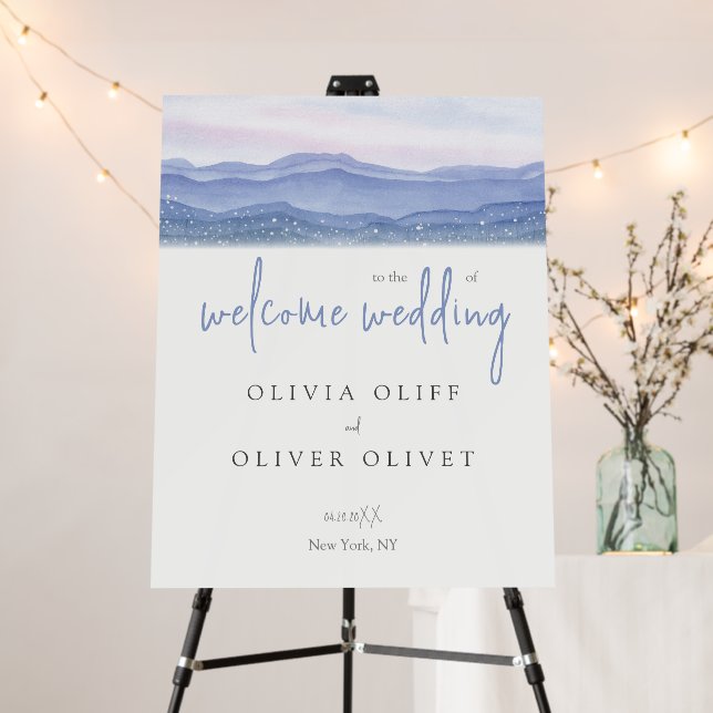 Purple Mountains Wedding Welcome Foam Board (In Situ (Stand))