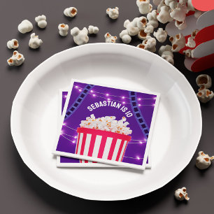 Purple Movie Night Popcorn Box Kids Birthday Party Napkins