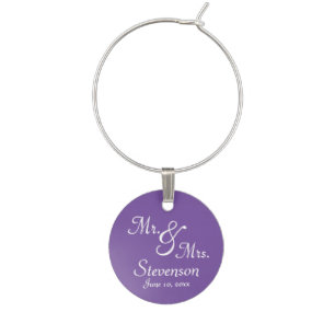 Purple Mr. and Mrs. Memento Wine Charm