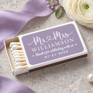Purple Mr and Mrs Wedding Monogram Matchboxes