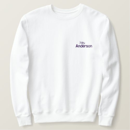 Purple Mrs Wedding Date Custom Embroidered Sweatshirt