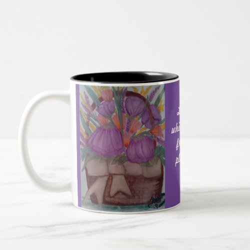 Purple Mug Purple flowers Helen Keller Poem Two_Tone Coffee Mug