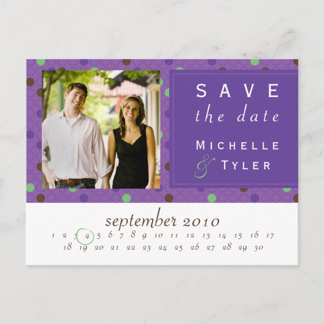 Purple Multi Circle Save the Date Card (Front)