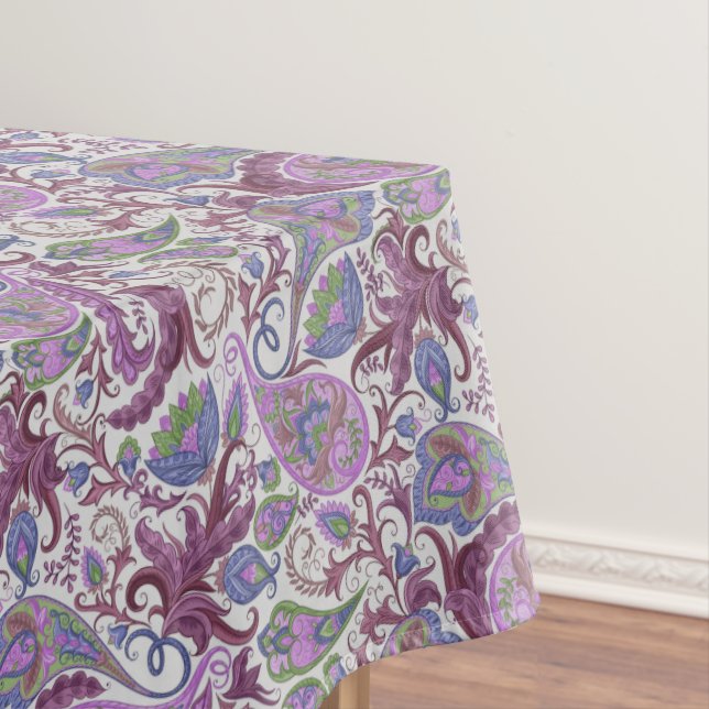 Purple Multi-Color Floral Paisley Tablecloth (In Situ)