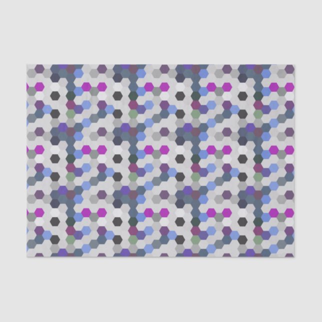 Purple Multi Hexagons Seamless Tissue Paper (Front)