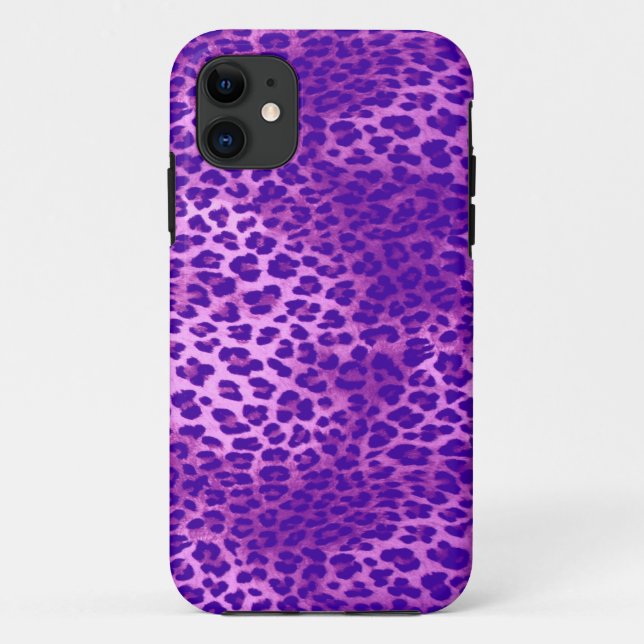 Purple-Multi Leopard Print iPhone Case (Back)