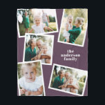 Purple multi photo family home decor gift fleece blanket<br><div class="desc">Modern stylish multi photo family home decor gift,  Ideal anniversary,  birthday,  mothers day,  fathers day,  new house or Christmas gift. Purple Color can be changed.</div>