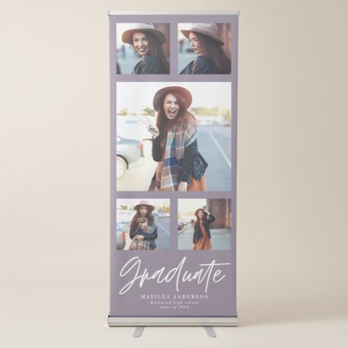 Purple multi photo simple elegant script grad retractable banner