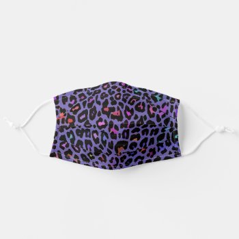 Purple Multicolor Leopard Adult Cloth Face Mask by OrganicSaturation at Zazzle