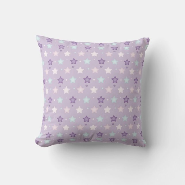 Purple Multicolor Star Throw Pillow (Front)