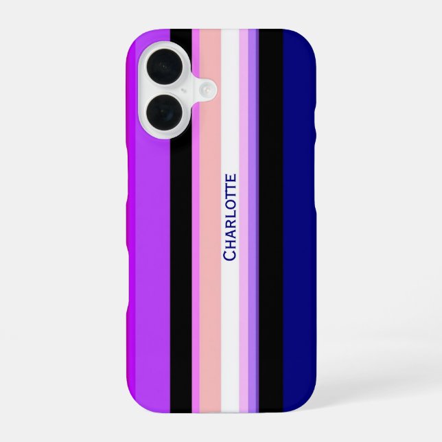 Purple multicolor vertical stripes  iphone case (Back)
