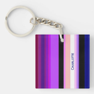 Purple multicolor vertical stripes  keychain