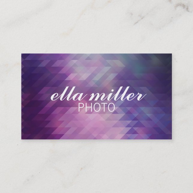 Purple Multicolored Geometric Business Card (Front)