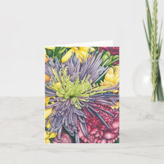 Purple Mum and Daisies Note Card