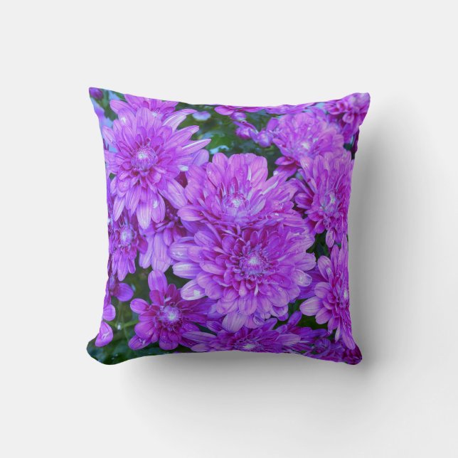 Purple Mums Throw Pillow (Front)