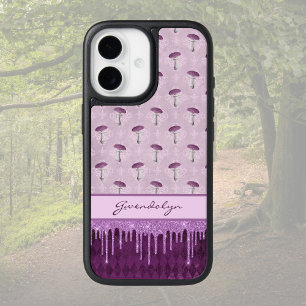 Purple Mushroom Dream and Glitter Drips Monogram iPhone 17 Case
